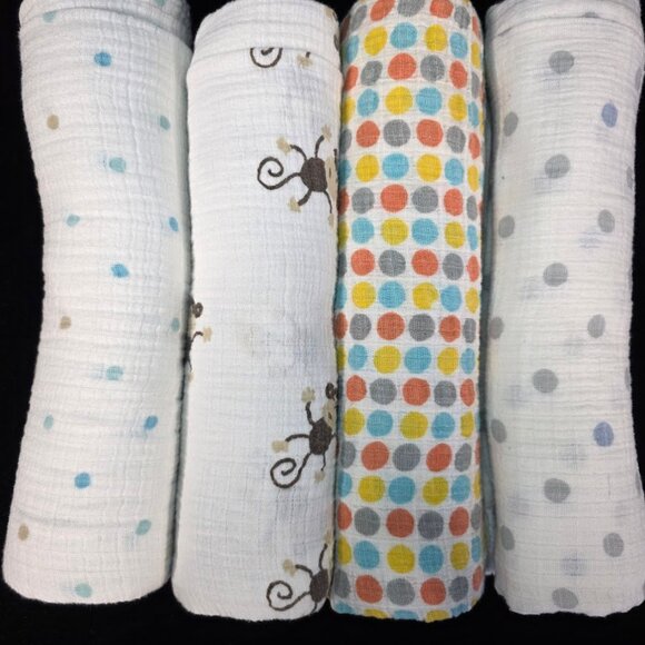 Aden + Anais Organic Cotton Muslin Swaddle Blankets set of (4) - Picture 1 of 12